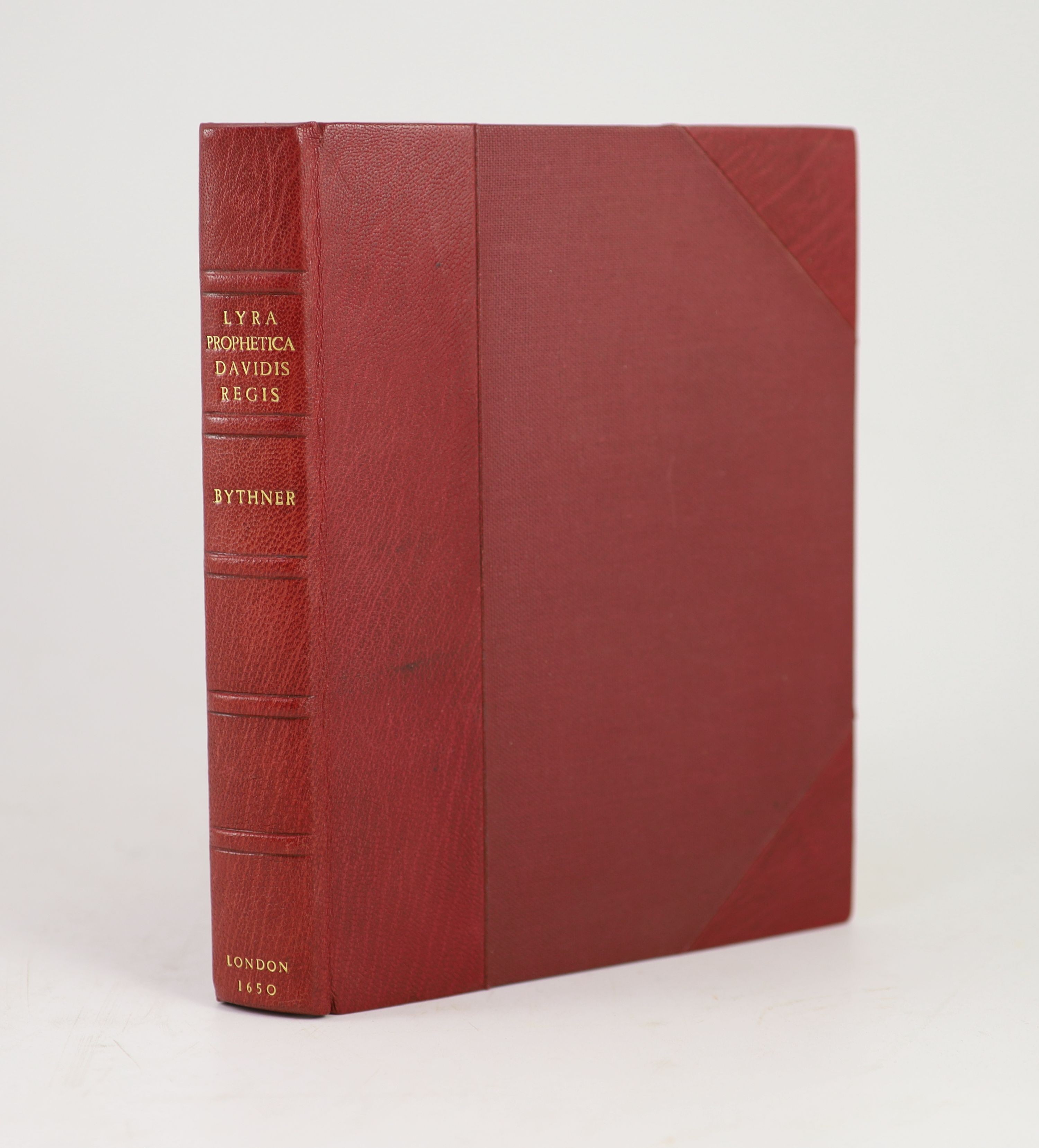 Bythner, Victorinus - Lyra Prophetica Davidis Regis. Sive analysis critico-practica psalmorum ... title printed in red and black, errata leaf; newly rebound red half morocco and cloth, gilt-lettered panelled spine, sm.4t